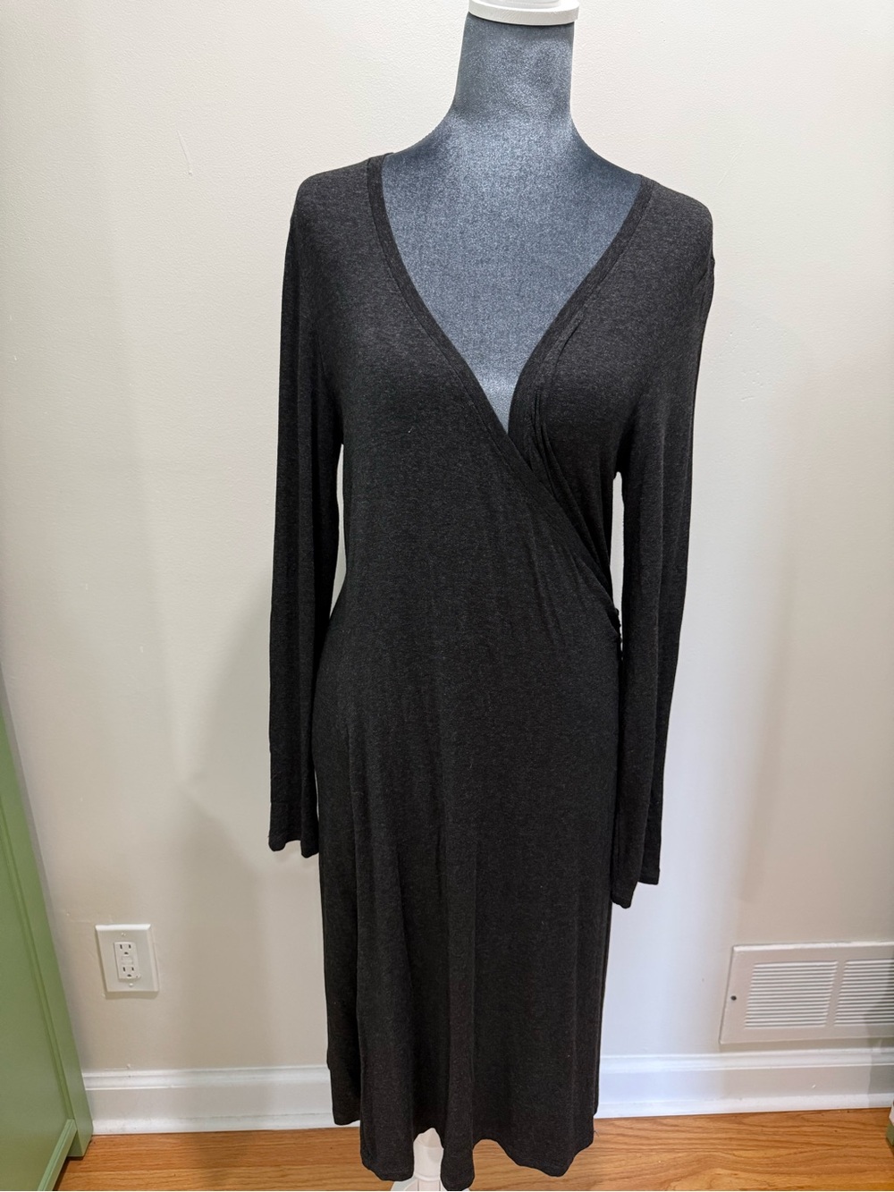 Esprit Charcoal Wrap-Style Long-Sleeve Dress - Picture 2 of 12